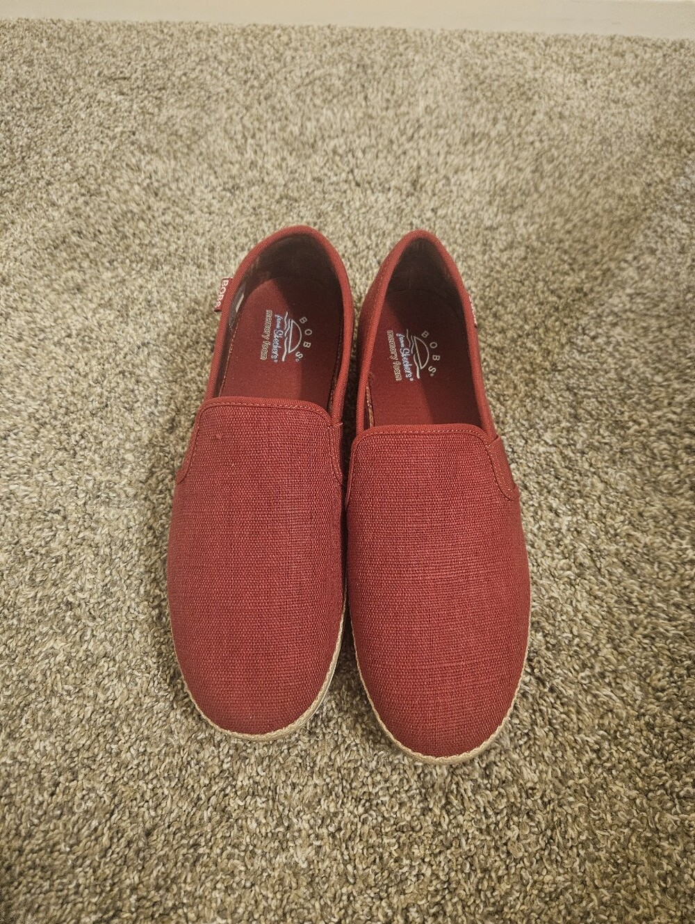 Bobs Skechers Women's Red Canvas Slip-On Casual Loafers Size 11